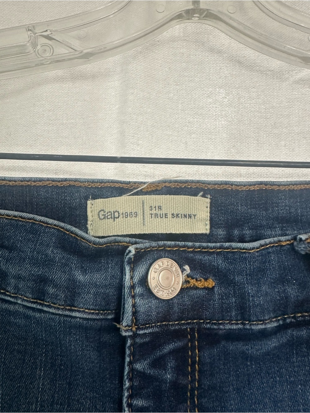 GAP 1969 Dark Blue True Skinny Jeans - Stretch Denim Size 31R - Picture 2 of 7
